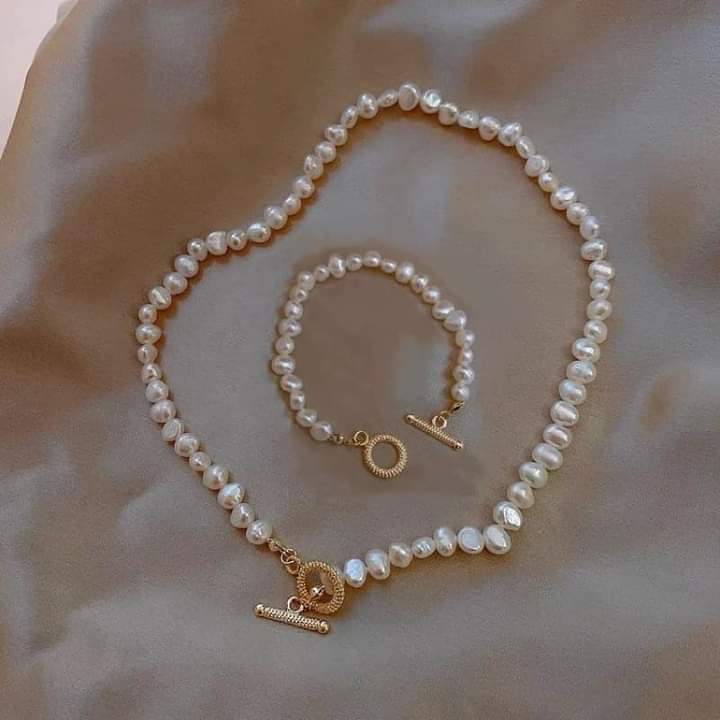 Bộ trang sức ngọc trai thật hạt dẹt khóa ot size 6ly bộ ngọc trai nuôi trẻ trung sang trọng - trường thịnh ngọc trai