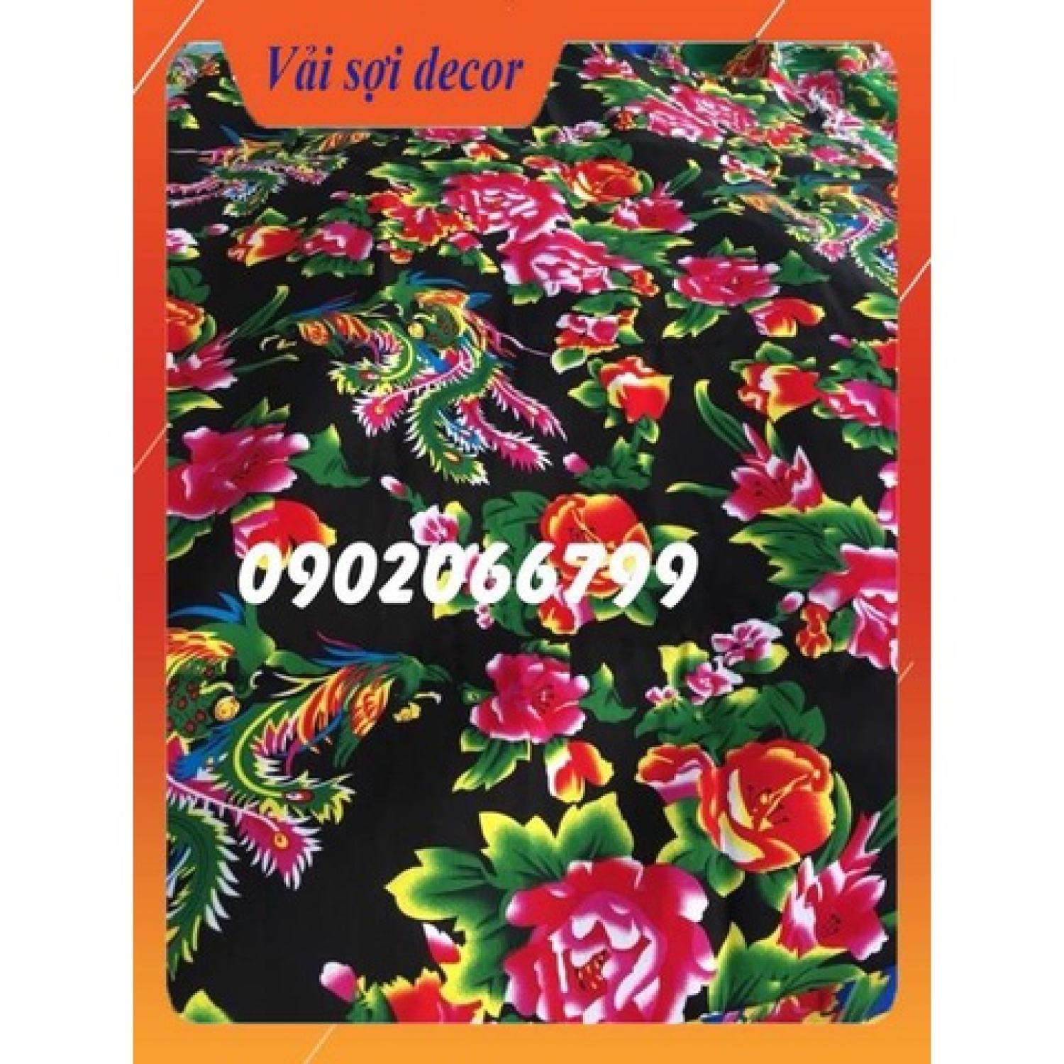 Vải chăn con công màu đen chất đẹp khổ vải 1,6m
