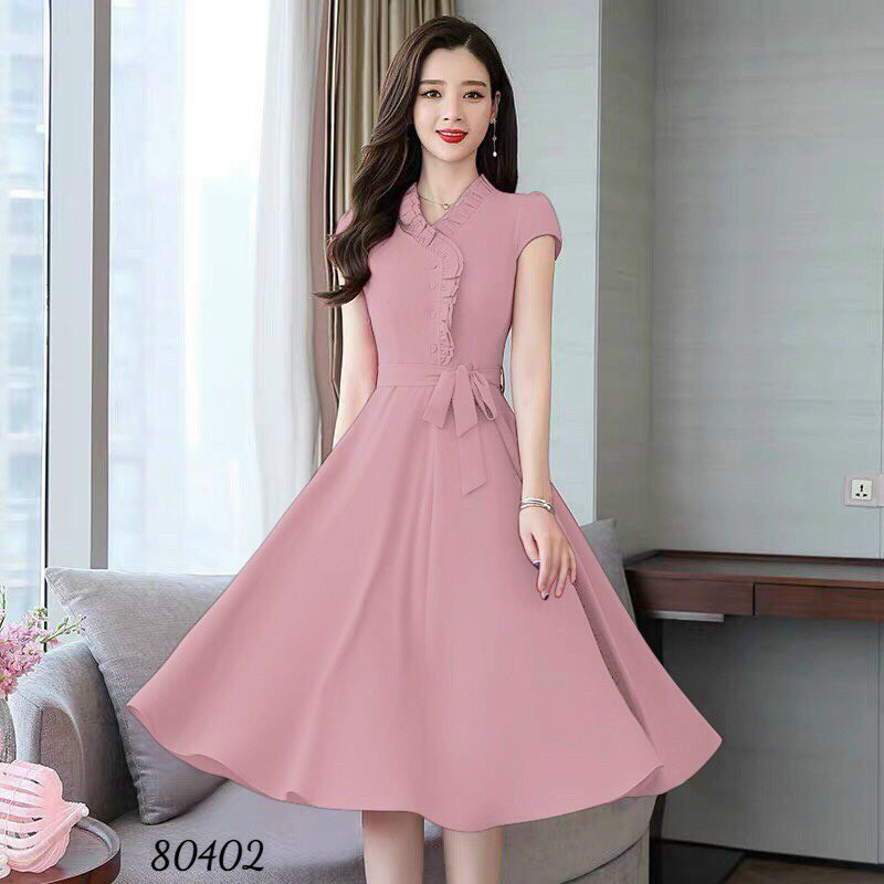 ĐẦM XÒE CÓ THẮT NƠ EO TÔN DÁNG XUẤT SẮC,,CHẤT VẢI COTTON LẠNH MỀM MỊN MÁT MẺ THỜI TRANG MỚI EL 99