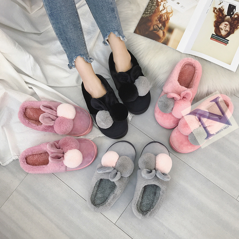 Dép bông trong nhà hình thỏ bông êm chân unisex