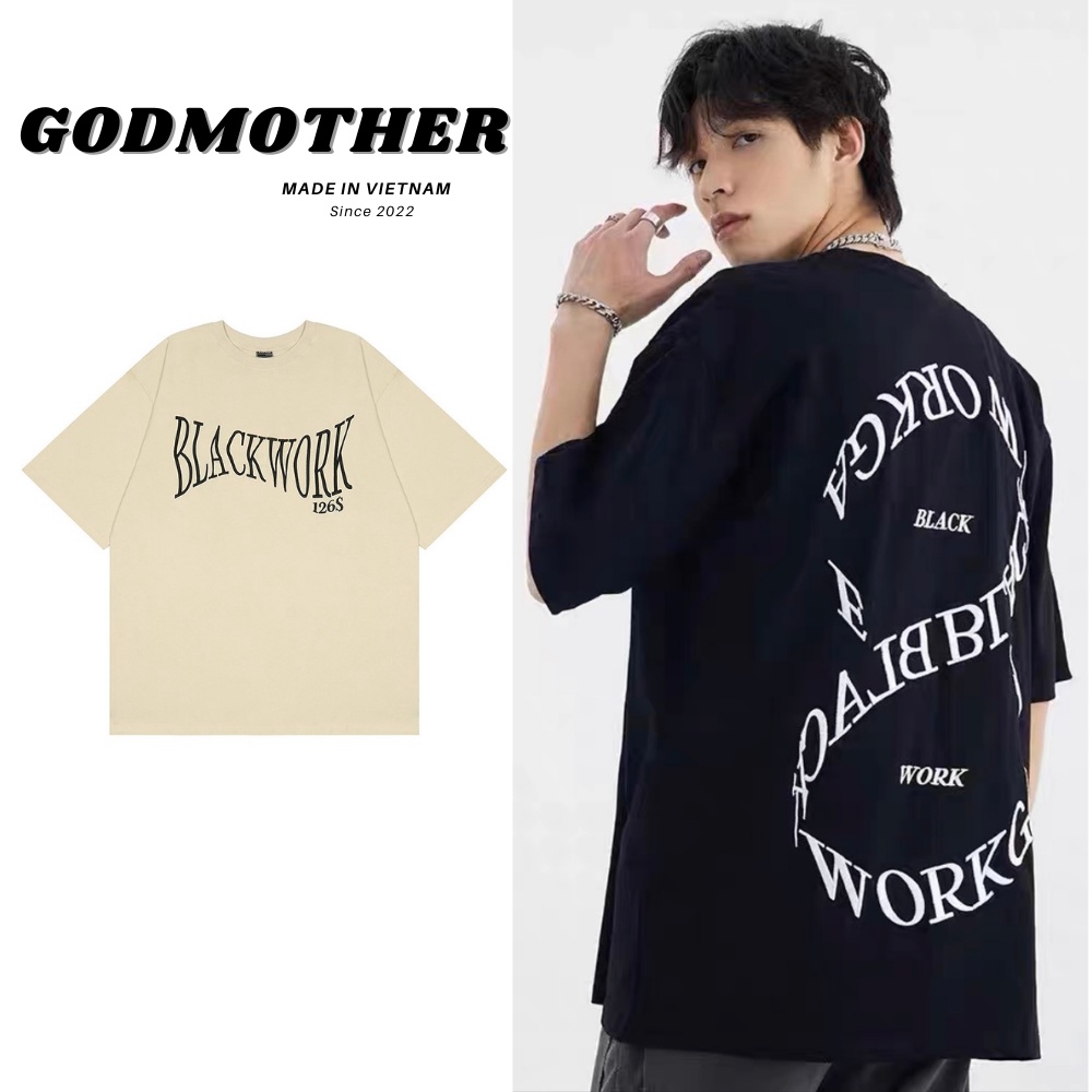 [3-5/8 Hoàn Tiền 25%] Áo thun form rộng unisex BLACKWORK GODMOTHER