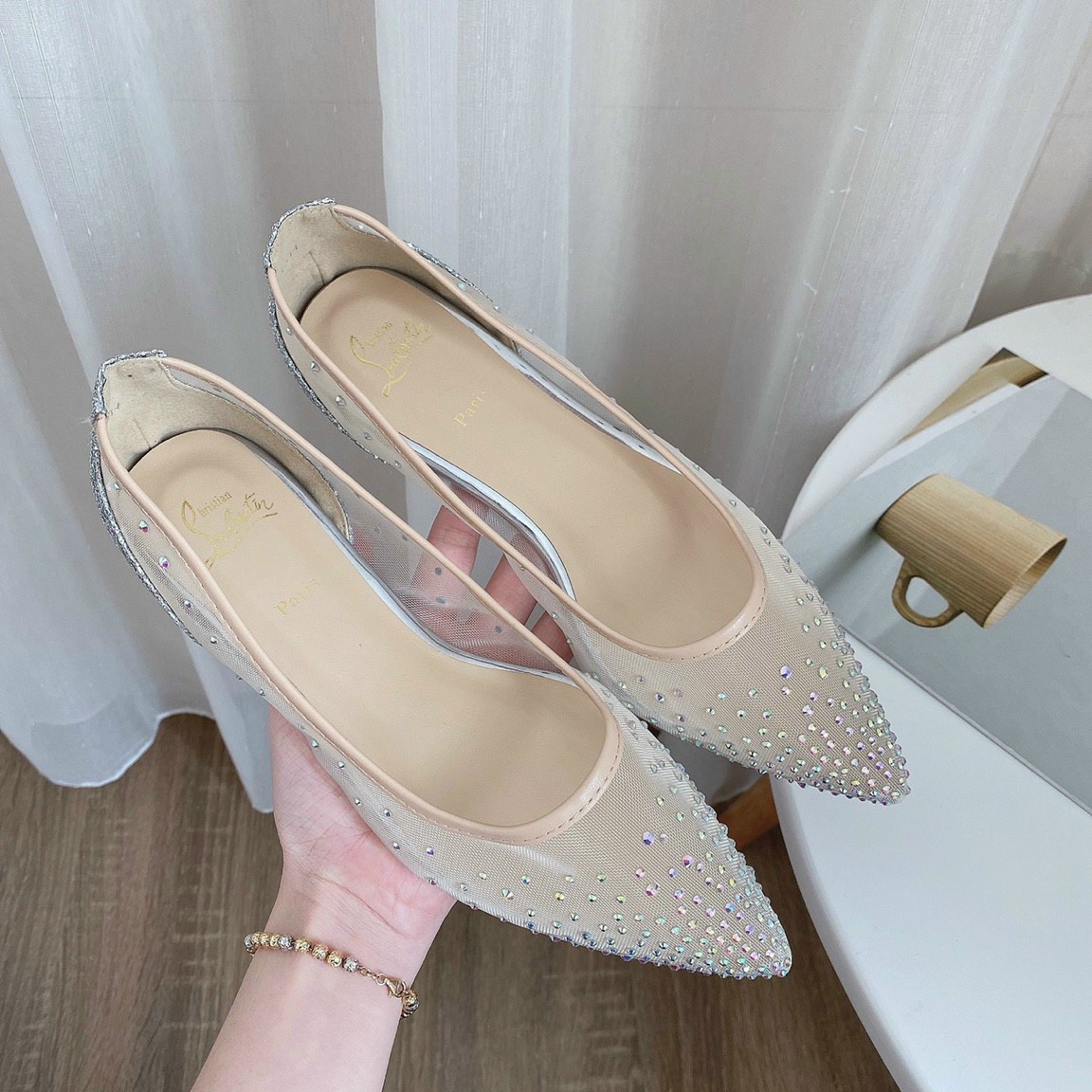 giày nữ giày búp bê lưới đá cao cấp
