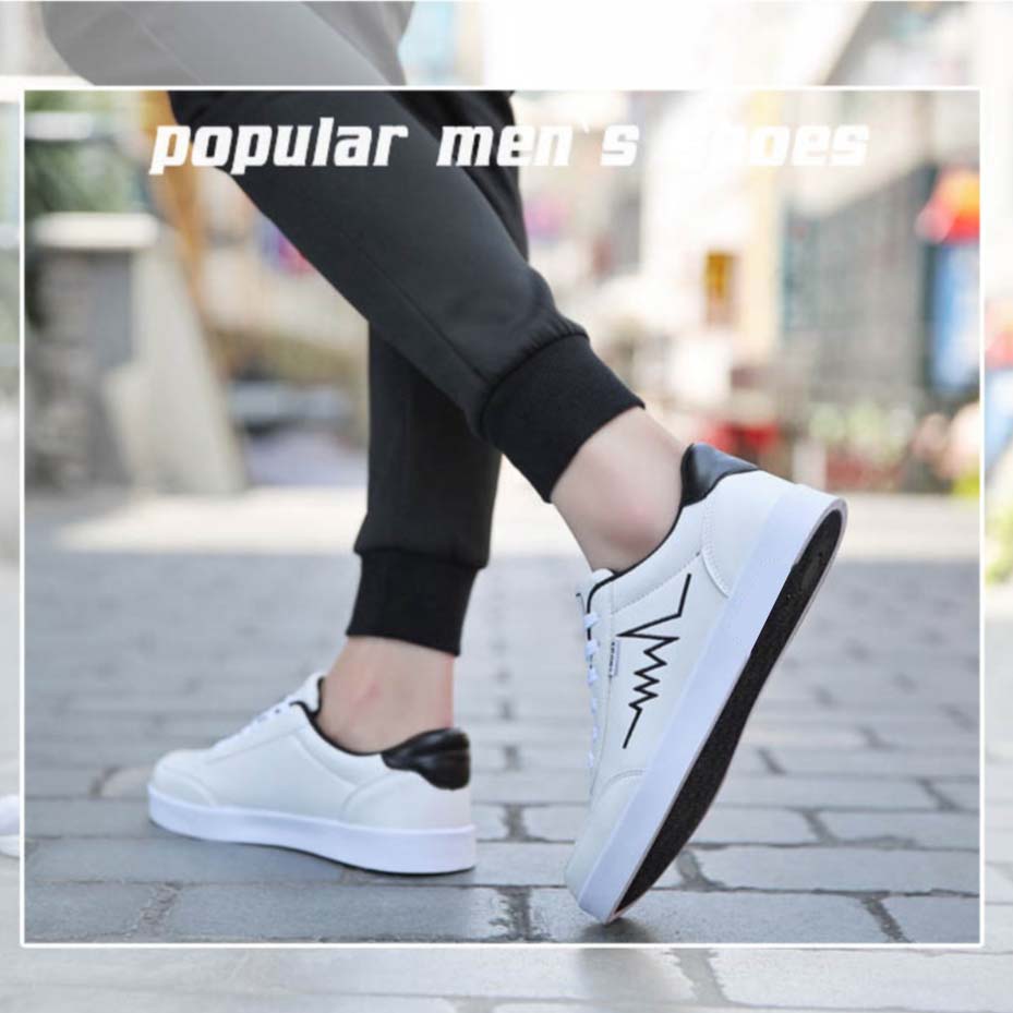 GIÀY NAM SNEAKER FULL TRẮNG THÊU NHỊP TIM, ĐẾ CHỐNG TRƠN TRƯỢT, THOÁNG KHÍ THÍCH HỢP ĐI HỌC, ĐI CHƠI, EXPORT SHOES