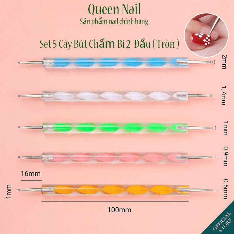 Bút chấm bi nail vẽ móng - Set 5 bút chấm bi đầu tròn dùng vẽ móng nails
