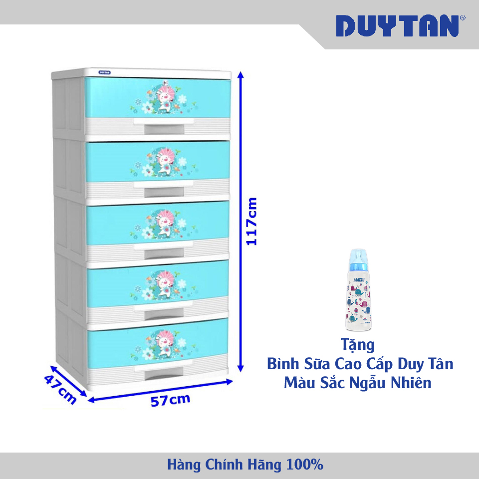[CÓ SẴN] - [GIAO SIÊU TỐC] - [ĐÃ LẮP RÁP HOÀN THIỆN] Tủ nhựa Duy Tân Đại Kiểu 5 tầng Dương TẶNG Bình Sữa Cao Cấp Duy Tân Màu Sắc Ngẫu Nhiên - Chất liệu nhựa PP/ABS, kiểu dáng hiện đại, kích thước 57 x 47 x 117 cm