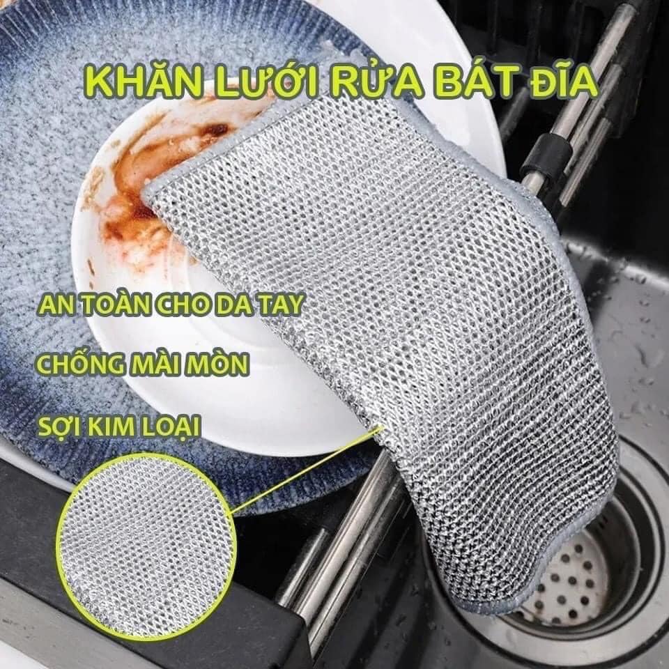 Combo set 5 miếng lưới, khăn lưới rửa bát chuyên dụng, đa năng