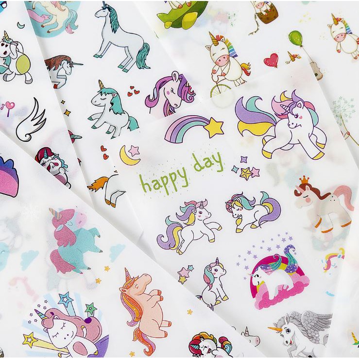 [HCM]Bộ 6 Tấm Sticker Trang Trí Unicorn Kỳ Lân