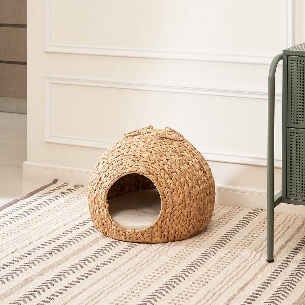 [Lubi Home] - Nhà chó mèo lục bình - mộc mạc, sang trọng (kèm nệm lót)