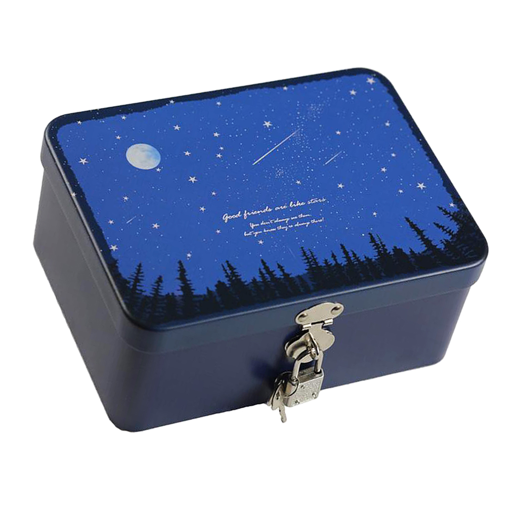 Blesiya Locked tinplate Metal Collection Iron Storage Box