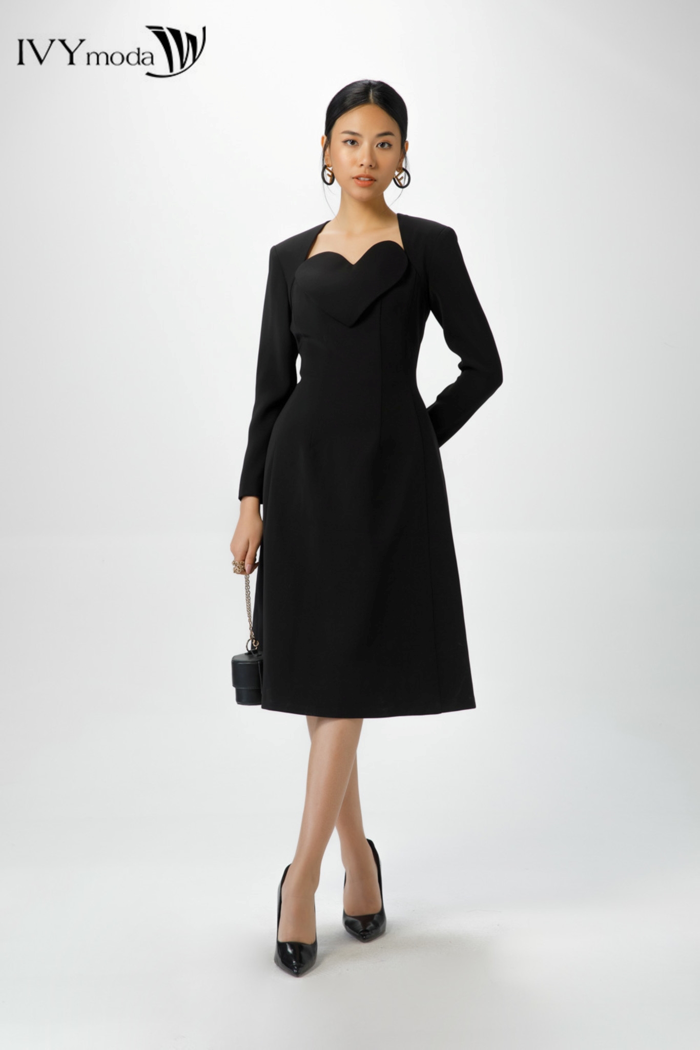 Đầm xòe phối trái tim IVY moda MS 48M7180