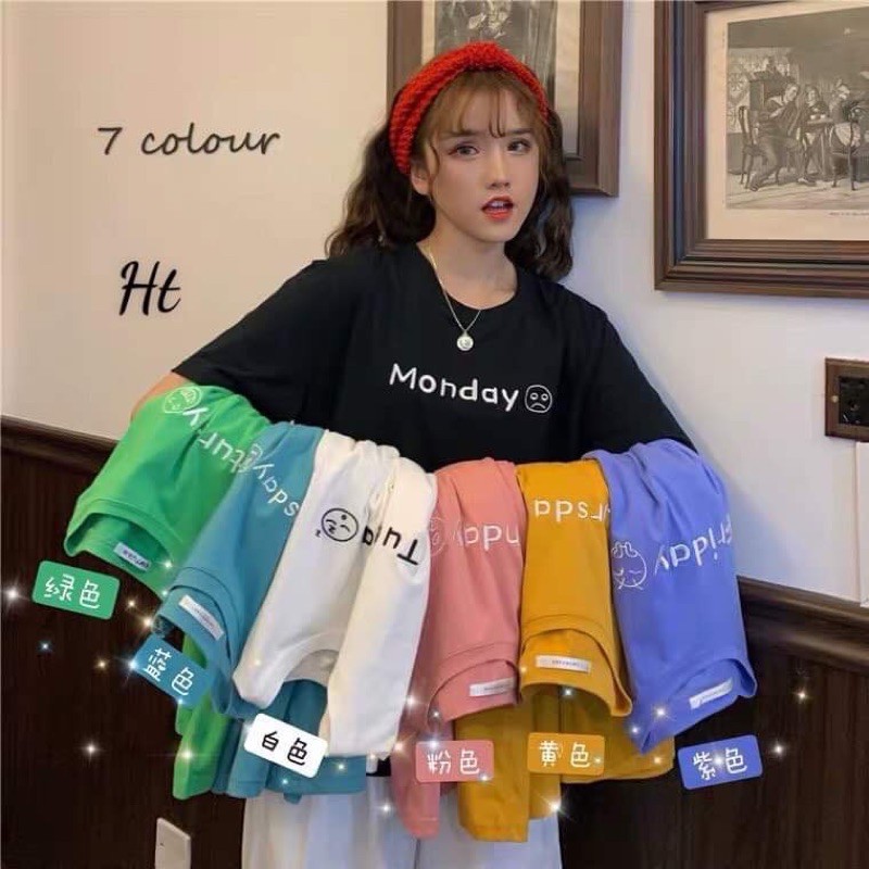 [FREESHIP] áo thun ngắn tay in thứ 7 ngày trong tuần mặt cảm xúc