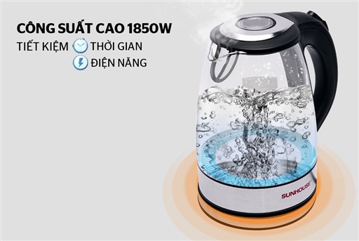 Ấm siêu tốc thủy tinh 1.7L Sunhouse SHD1217