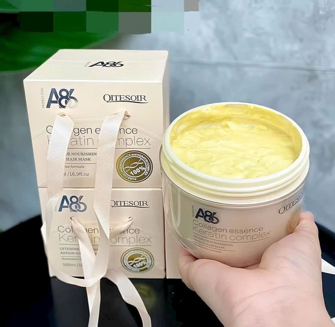 Kem hấp phục hồi tóc hư tổn A86 Collagen Keratin hương nước hoa hũ 500ml