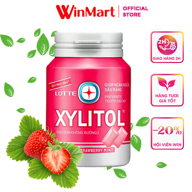 [Siêu thị WinMart] - Kẹo gum xylitol strawberry mint hộp 58g