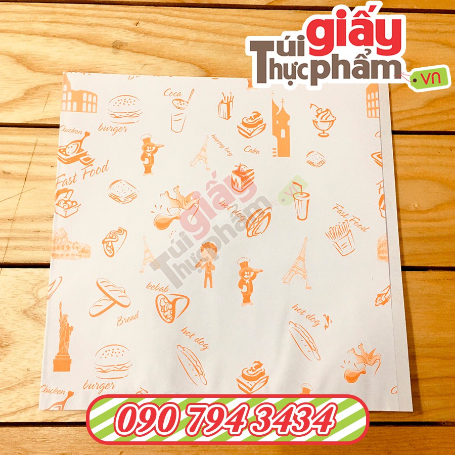 [Giá gốc]1000 túi giấy Kebab (Fort - in sẵn)