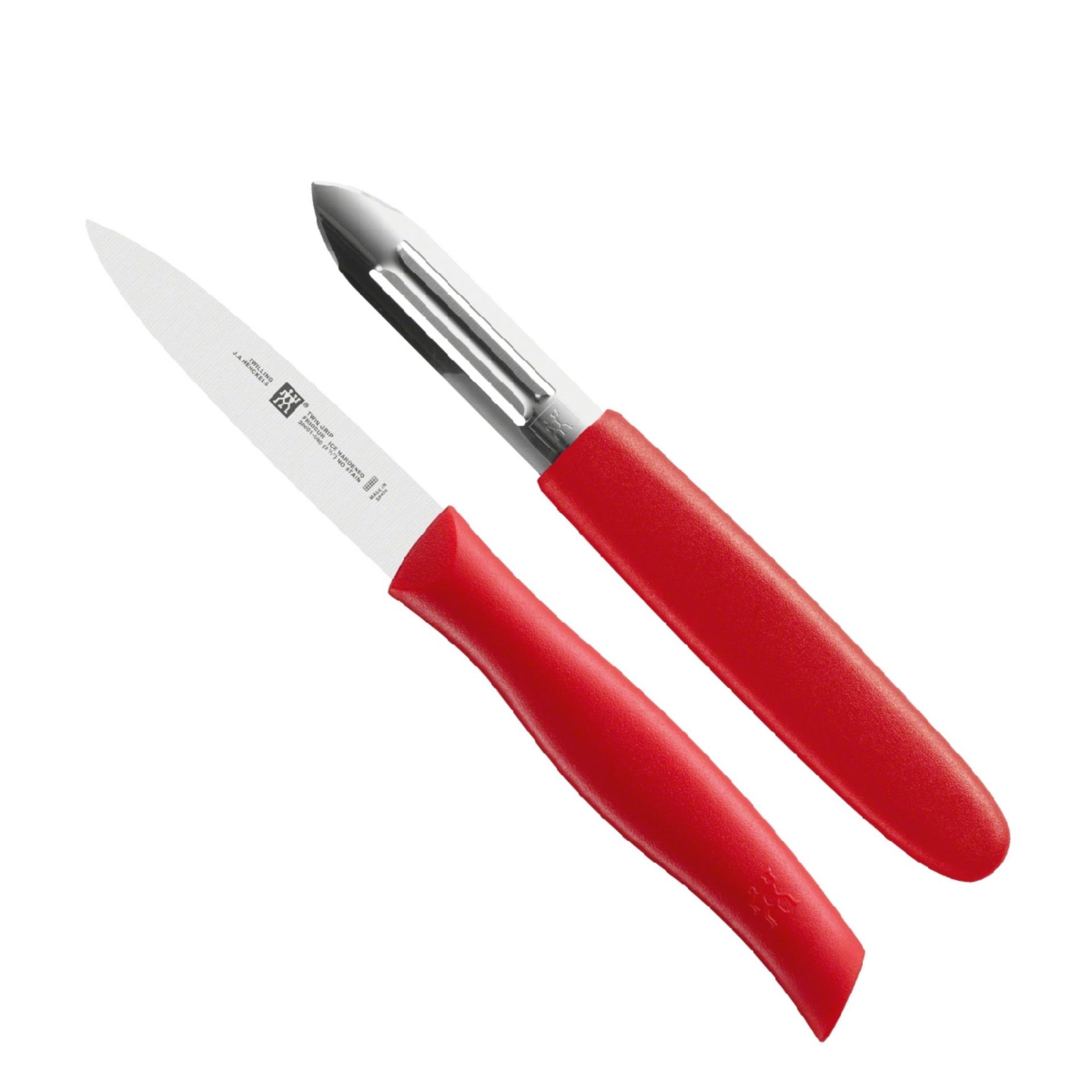 ZWILLING - Bộ dao làm bếp Twin Grip màu đỏ - 2 món