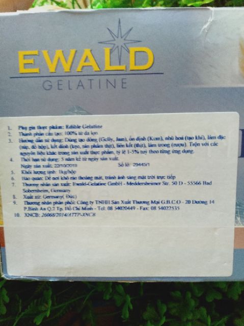 COMBO 5 LÁ GELATIN EWALD NHẬP KHẨU TỪ ĐỨC {3.4 G}