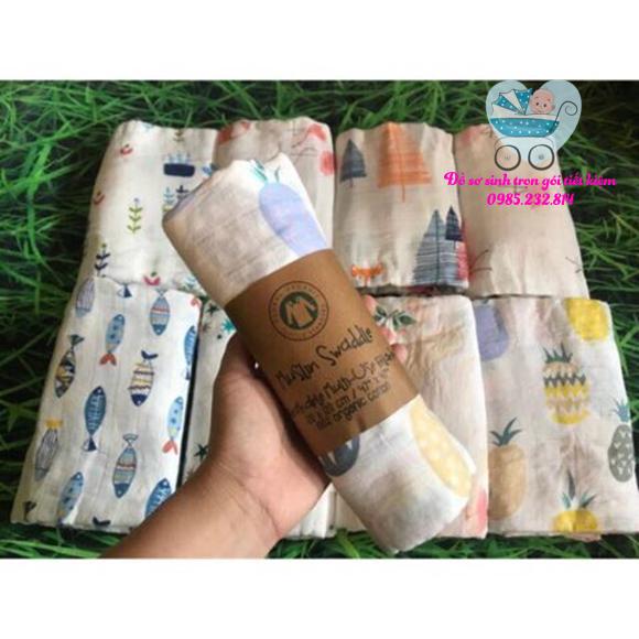 Khăn xô tắm Muslin Swaddle 100% Organic Cotton cho bé