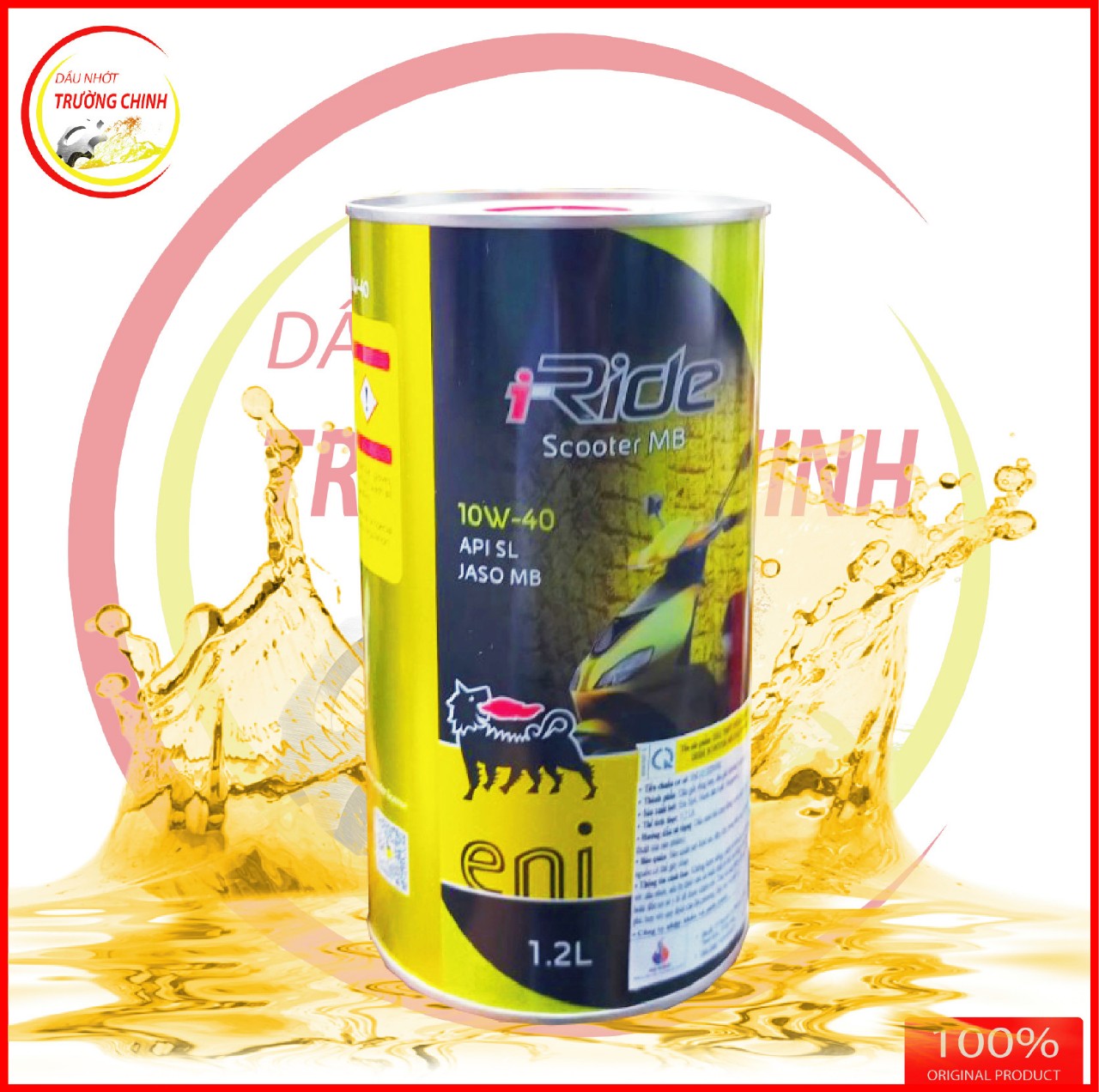 Nhớt tổng hợp 4t eni i-ride scooter 10w-40 dành cho xe ga lon 1.2l nhập khẩu ý