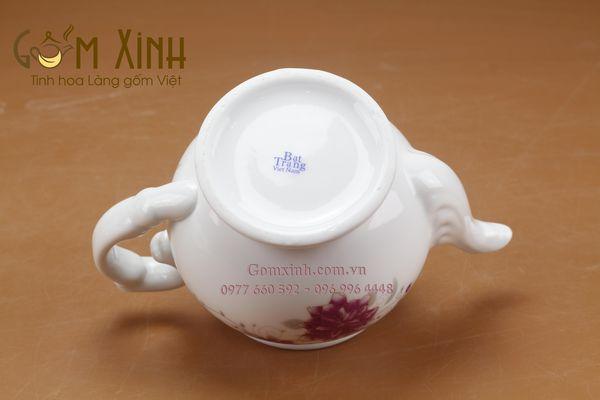 Bộ ấm trà Bát Tràng Phú Quý hoa tím