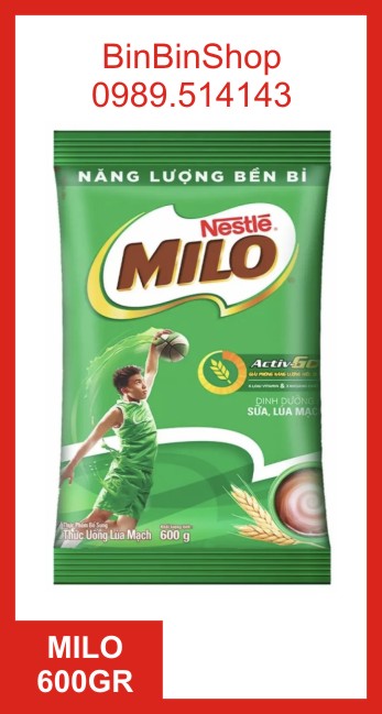 Bột Milo Nestle nguyên chất dạng bịch 600gr - date 04 2022