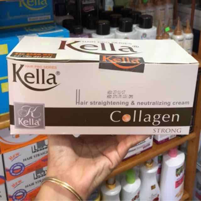 KEM DUỖI TÓC ÉP TÓC KELLA COLLAGEN STRONG TRẮNG