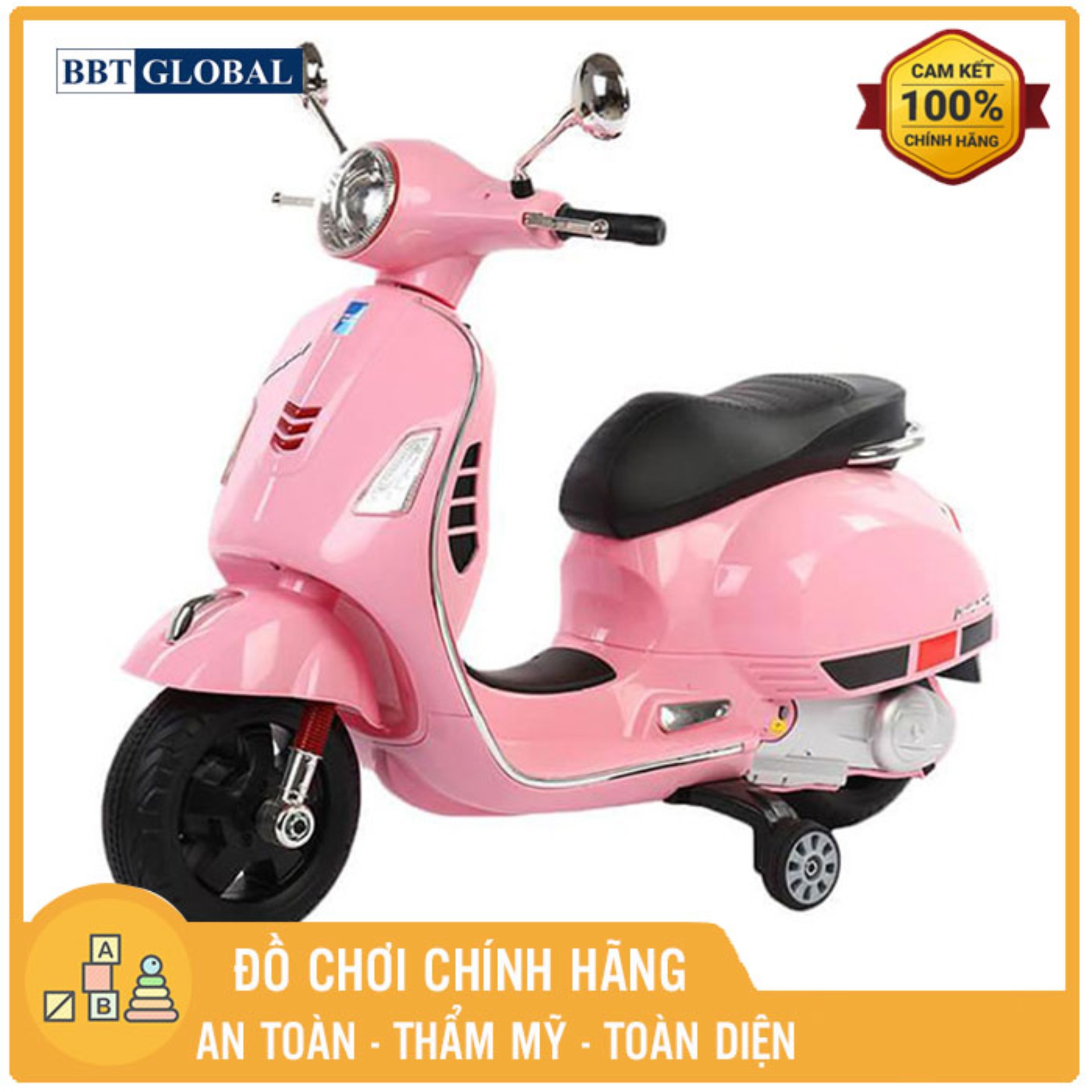 (BH 2 NĂM) Xe máy điện trẻ em BBT Global kiểu dáng Vespa BBT-6116 - Tặng mũ BH
