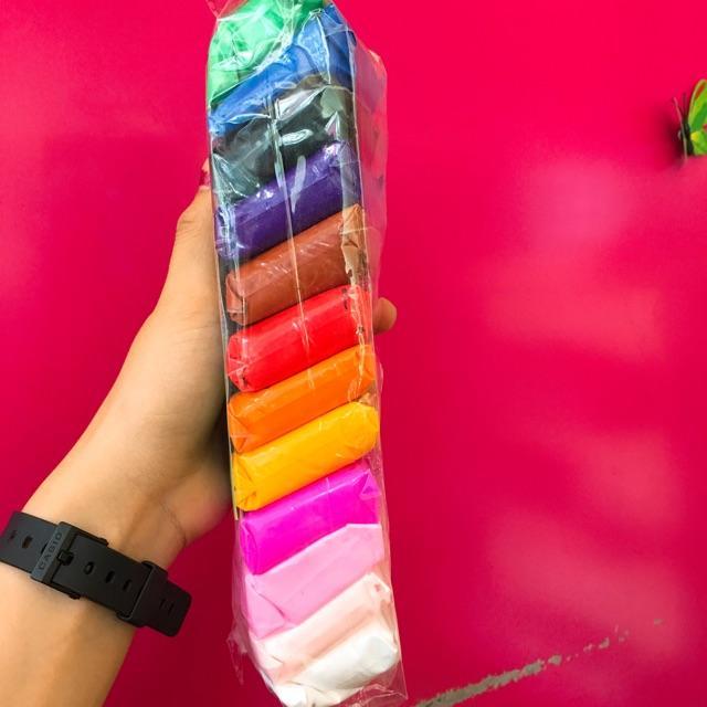 [HCM]Đất sét Nhật (gói 12 màu) soft clay nguyên liệu slime Sản phẩm tự khô nếu để ở ngoài không khí Sau khi khô sẽ giữ nguyên hình dạng.