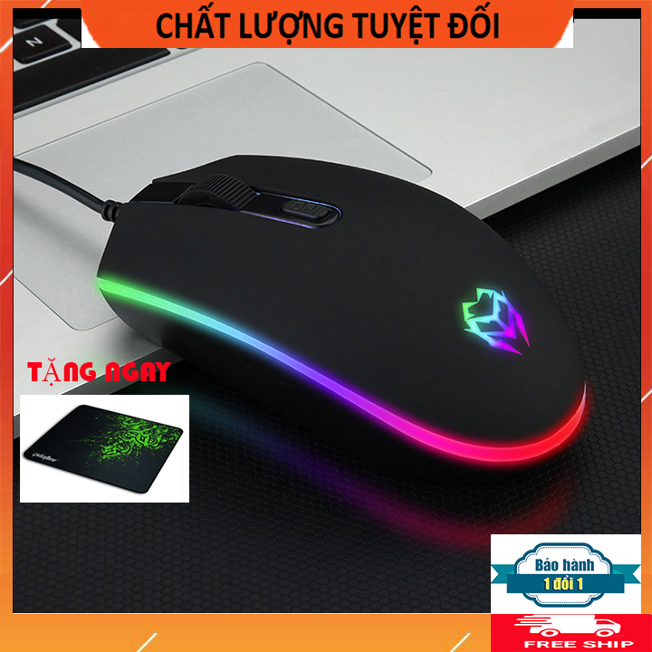 Chuột máy tính có dây V17 đèn led cao cấp, Tặng lót chuột