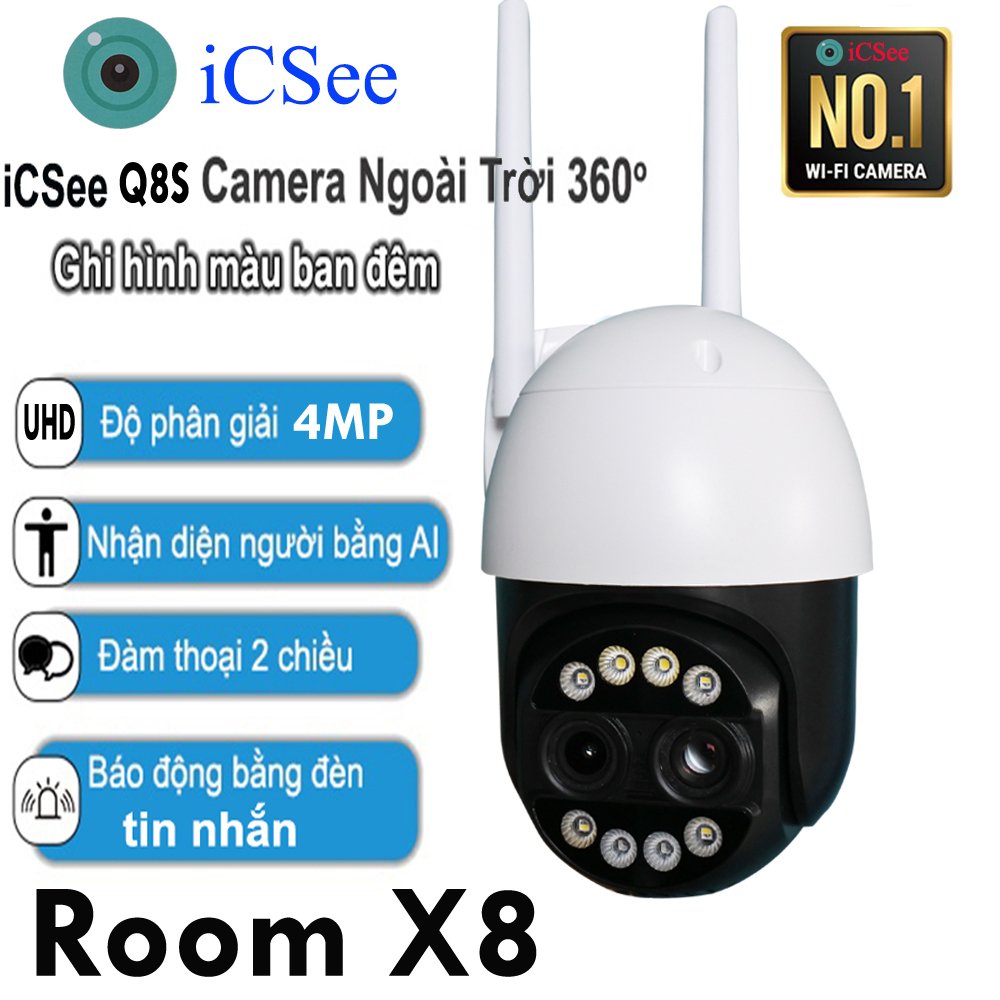 Camera WiFi iCSee Q8S 4MP Độ Nét UHD Room Lên hình ảnh 8 lần quay ...