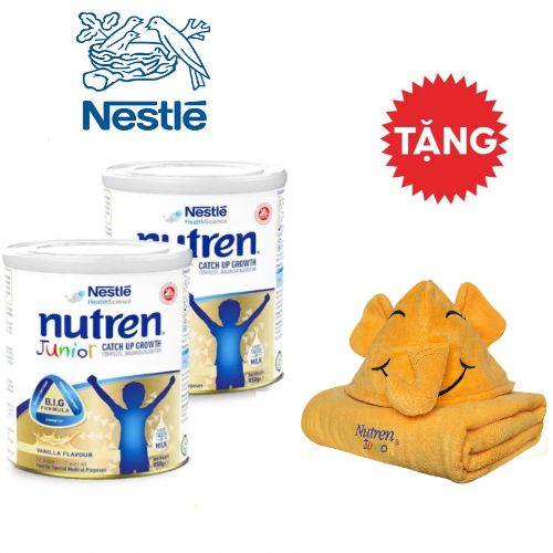 Tặng 01 Khăn choàng tắm Combo 2 lon Sữa bột Nutren Junior 800gr
