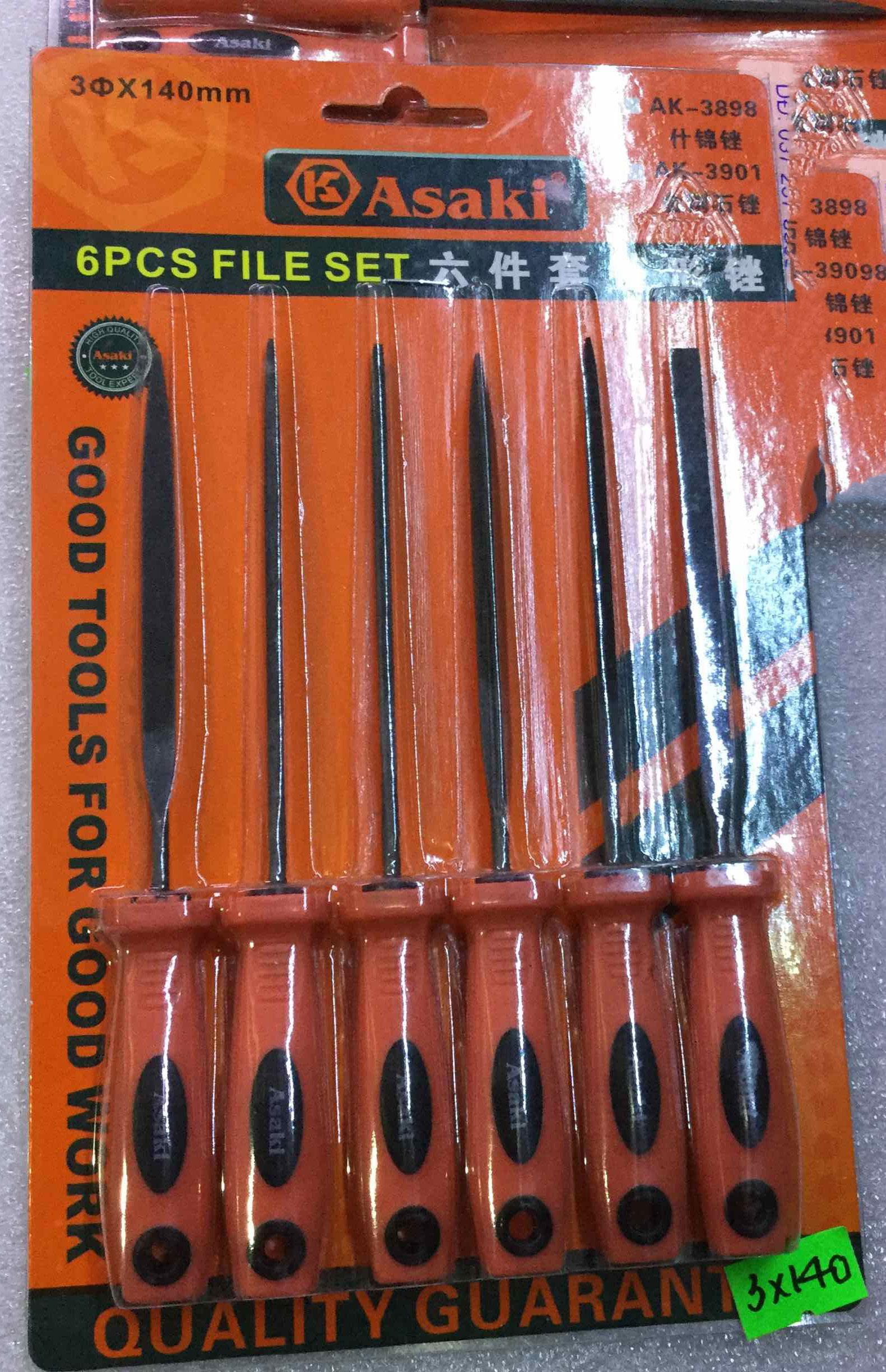 3x140mm bộ giũa mini 6 chi tiết asaki ak-3898