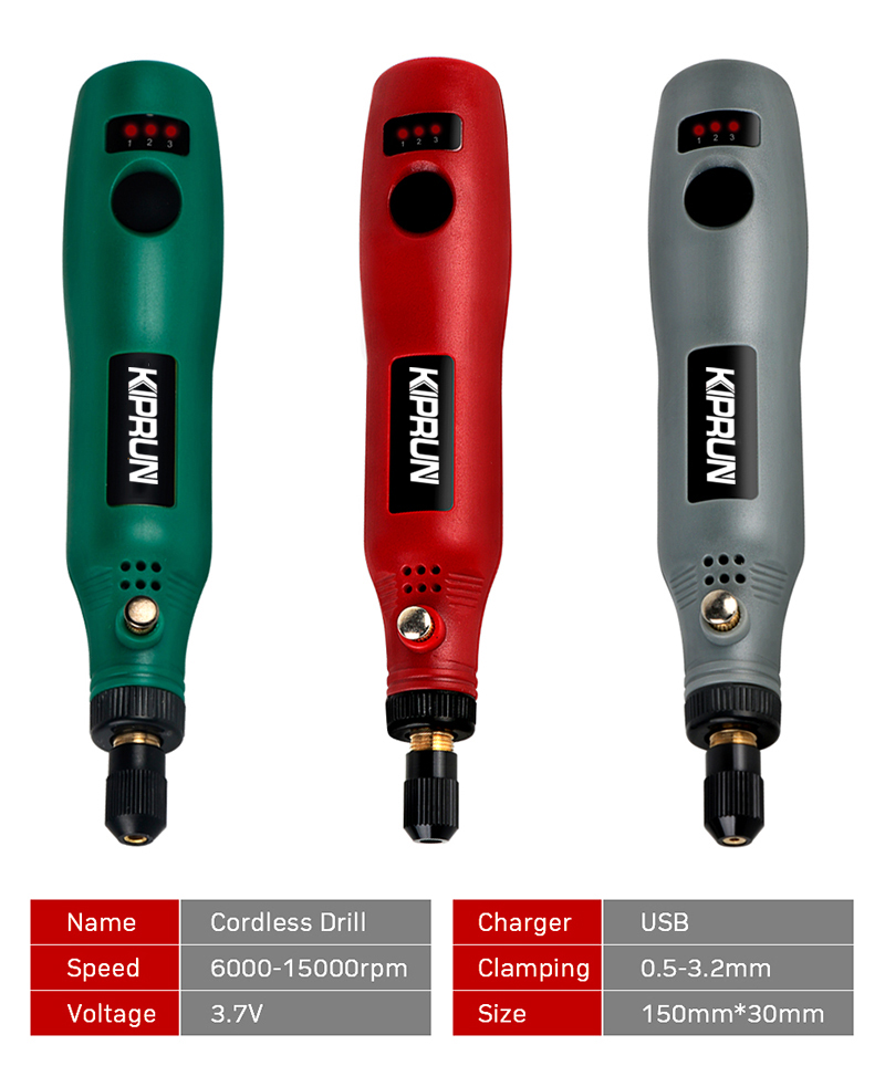 [Ready stock] KIPRUN Mini Cordless Drill Power Tools Electric 3.6V Drill Grinder Grinding Accessories Set Wireless Engraving Pen For  For Jewelry Glass Wood Cutting Grinding Polishing With HSS Saw Blade / Felt Wheel / Twisy Drill Bits / Grinding Stone