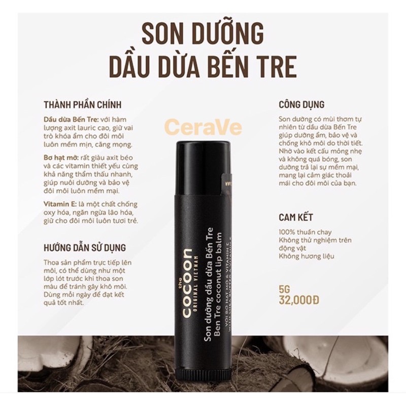 Son dưỡng môi Cocoon dầu dừa Bến Tre