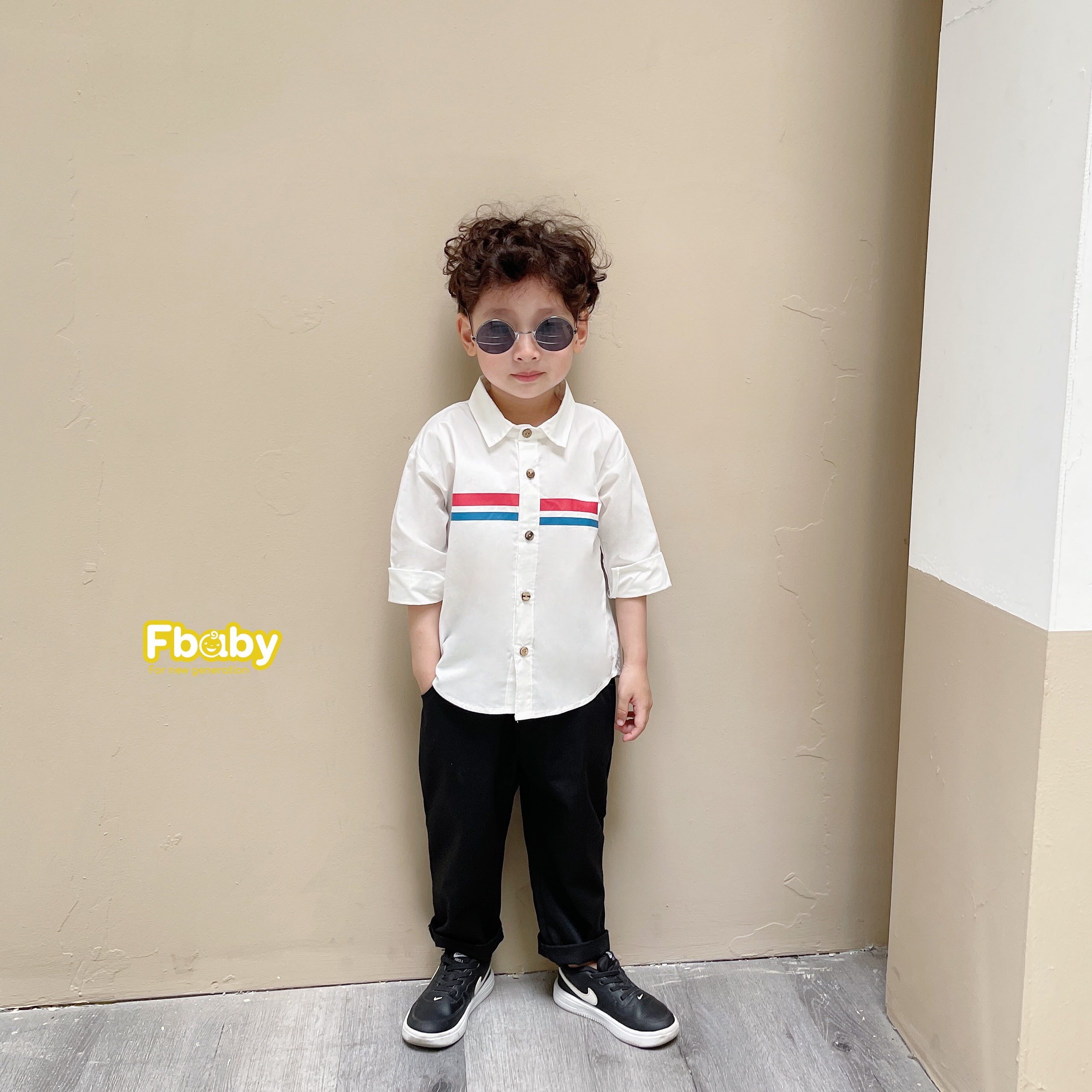 SET áo sơ mi + quần kaki đen dành cho bé trai