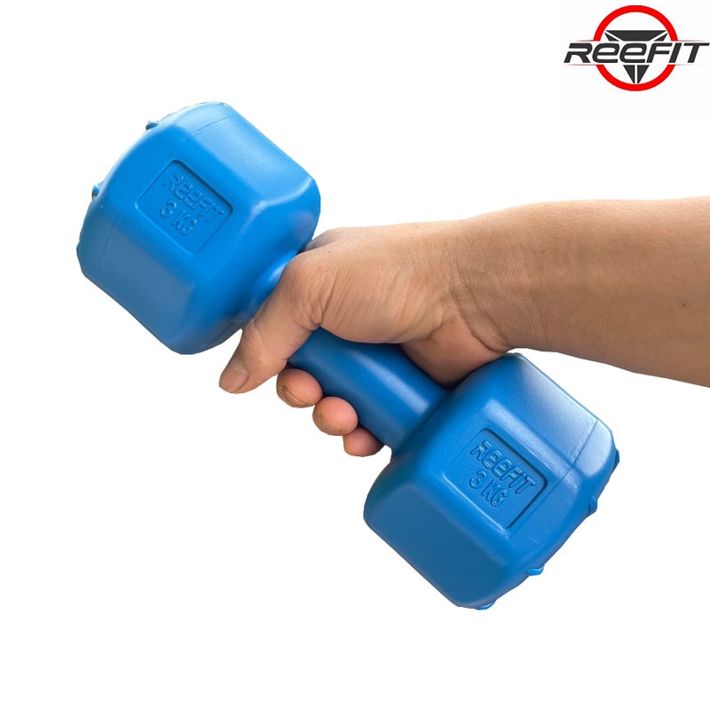 Tạ tay nhựa bát giác 3kg Reefit đã có ruột (1 cái)
