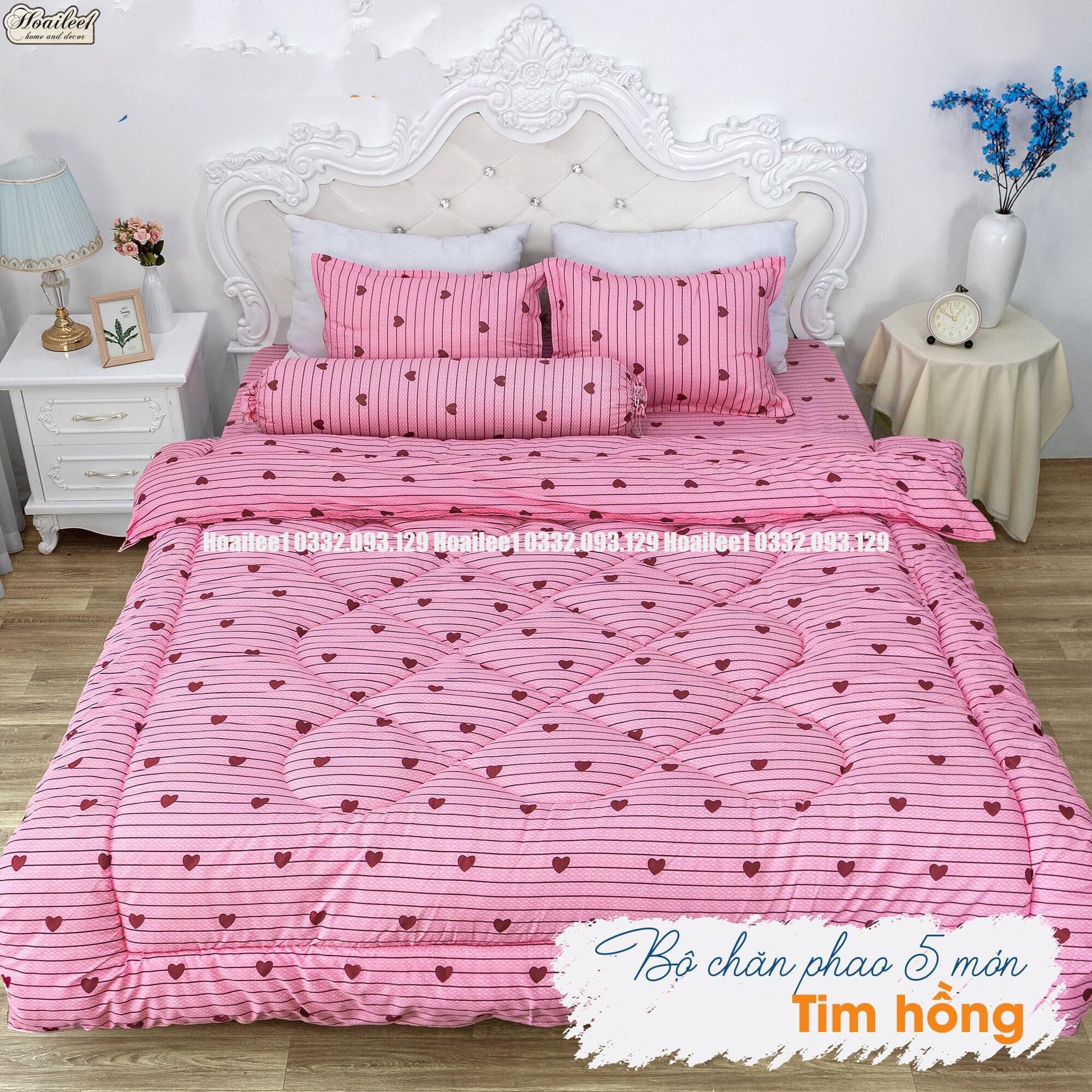 Set phao 5 món bao gồm( 1 chăn phao+1 ga trải giường+2 vỏ gối đầu+1 vỏ ôm) đủ size m6 m8 2m2