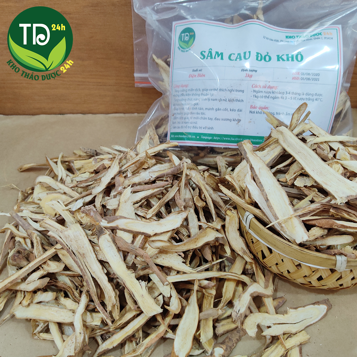 [500 gr] Sâm cau tây bắc đỏ khô tăng cường miễn dịch, tăng cường sức mạnh nam giới, mạnh gân cốt, giảm đau nhức xương khớp, 100% thiên nhiên | Kho thảo dược 24h