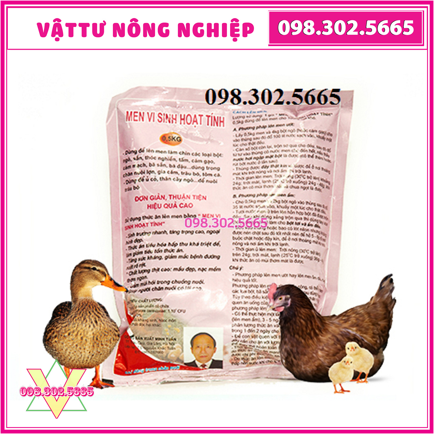 1 kg men VI SINH HOẠT TÍNH ủ thức ăn trong chăn nuôi gà, vịt, heo, trâu, bò...