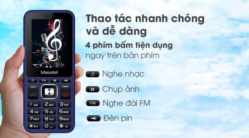 Điện thoại Masstel IZI 206 2 Sim Dành Cho Người Già Pin Trâu Điện Thoại Phổ Thông Cục Gach Giá Rẻ FULLBOX