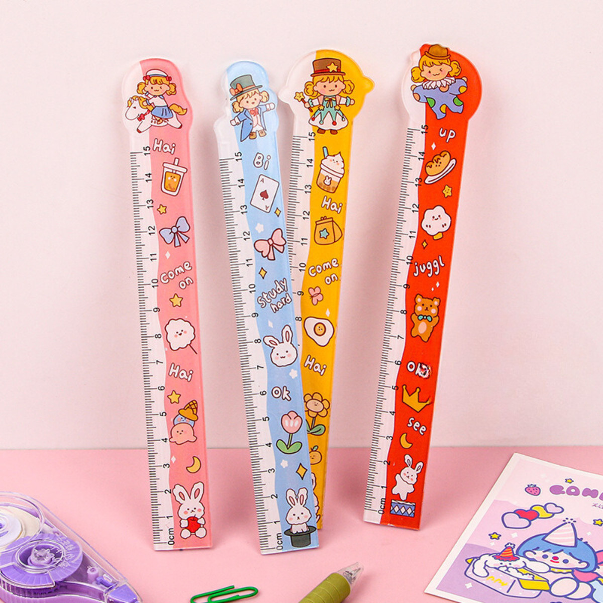 COMBO 3 THƯỚC KẺ ĐẦU THÚ 15CM CHO HỌC SINH