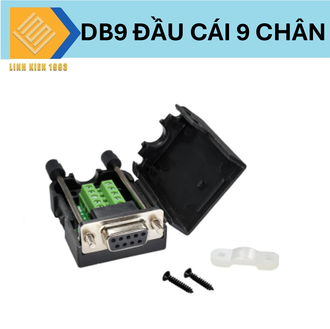 Cổng DB9 đầu cái 9 chân nối dây bắt vít domino có vỏ