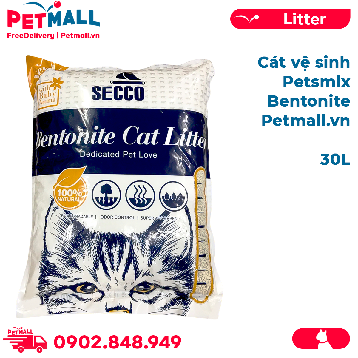 Cát vệ sinh Petsmix Bentonite Cat Litter 30L Petmall