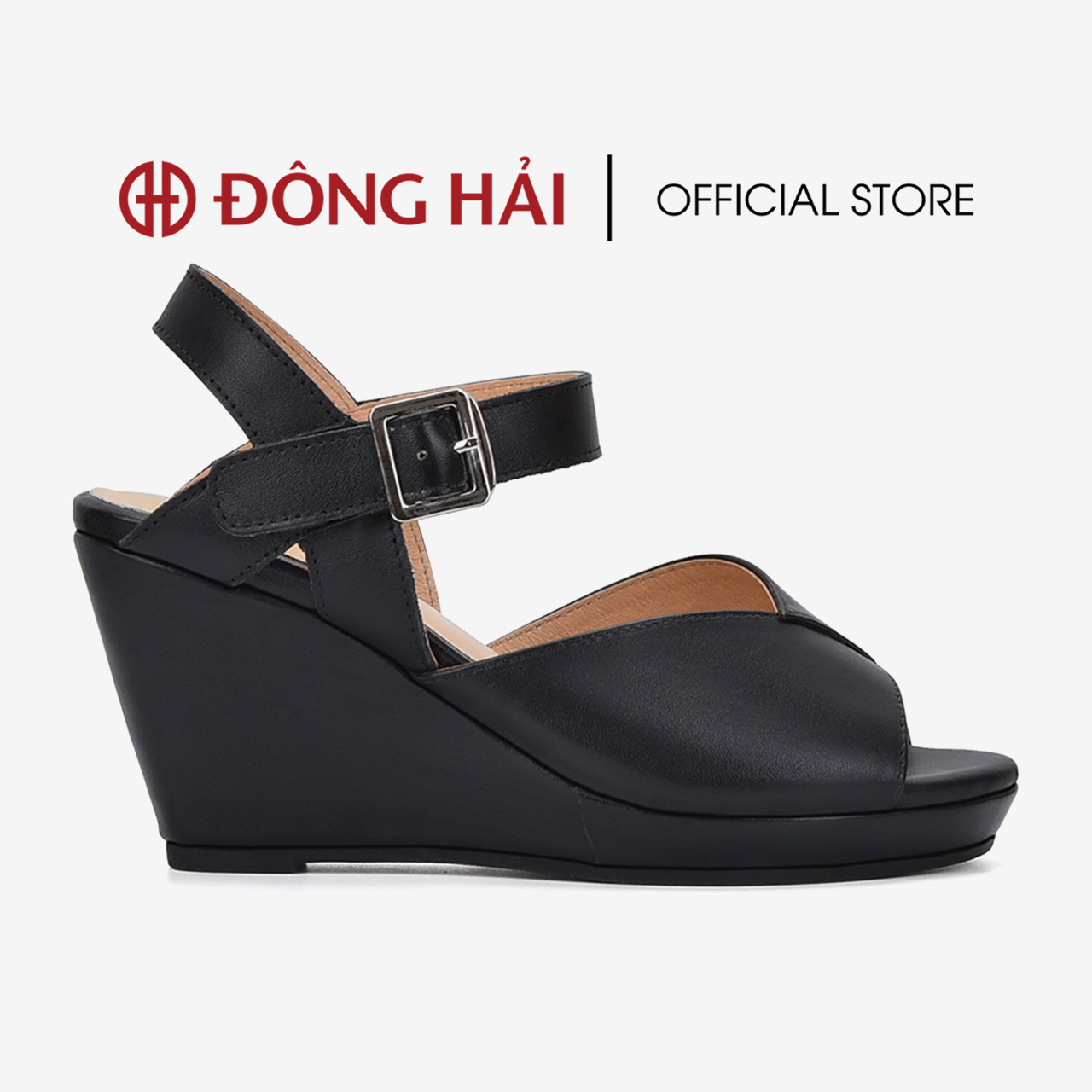 Sandal xuồng nữ đông hải quai chéo cổ điển cao 9cm - s5714