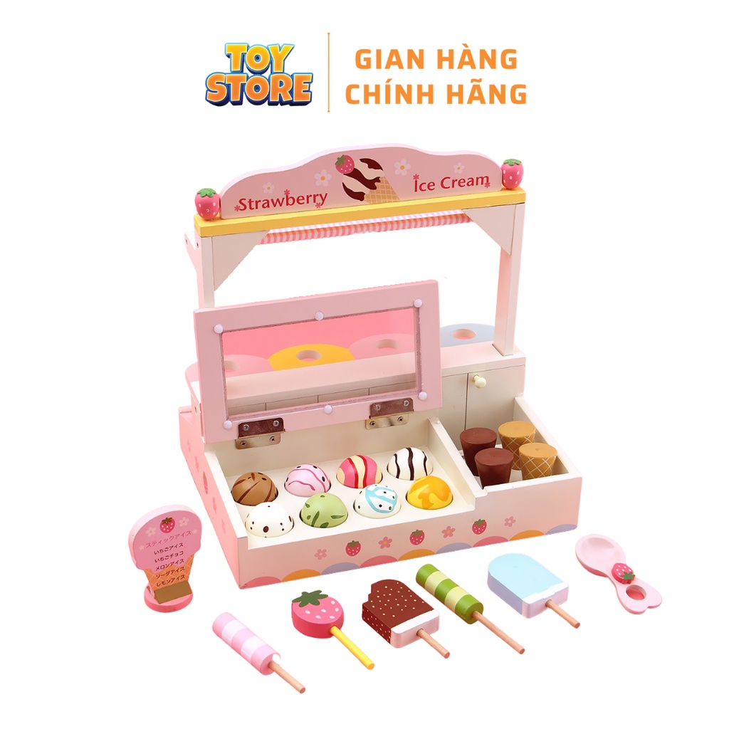 Bộ đồ chơi quầy kem 2 mặt bằng gỗ cho bé mother garden FUDAER