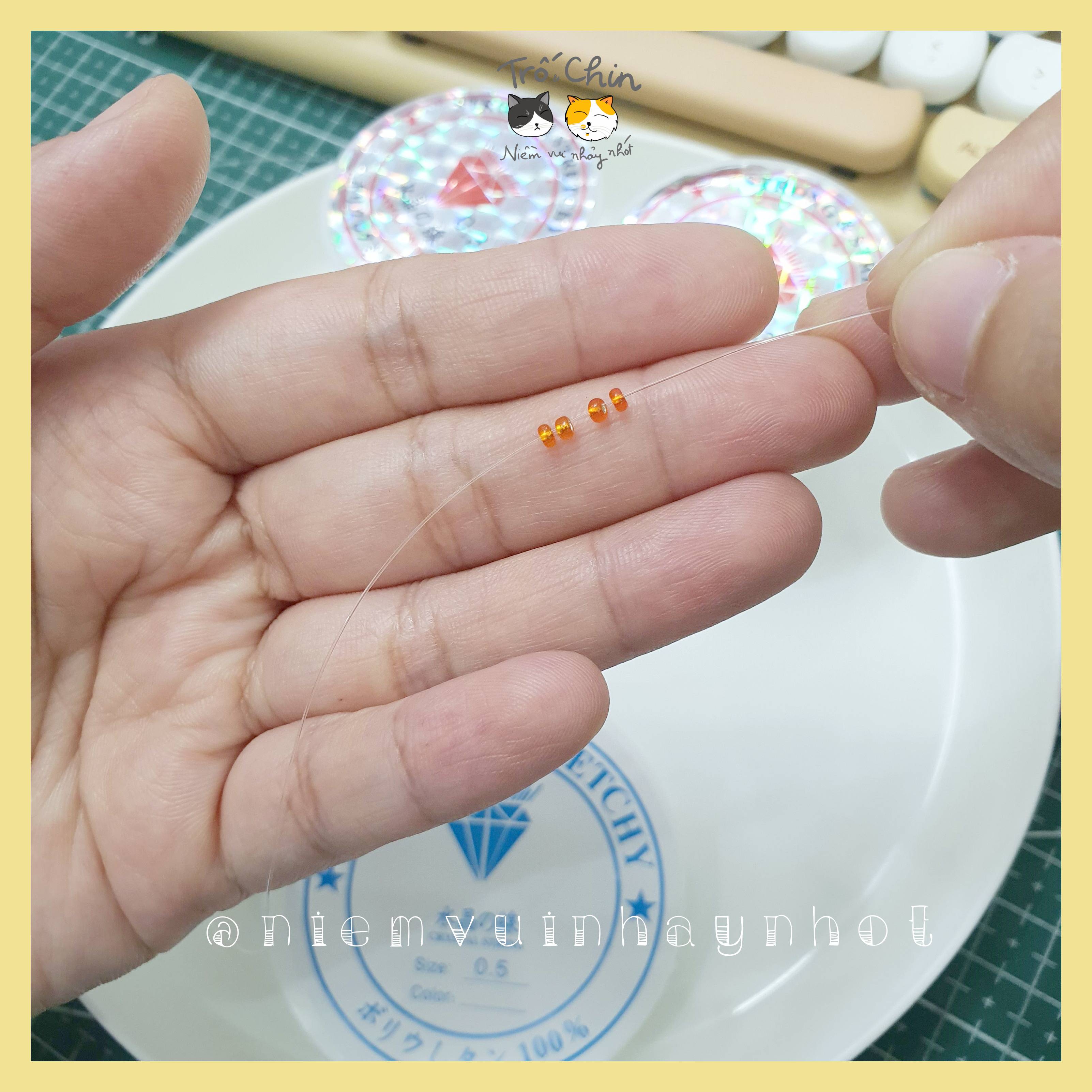 [Có sẵn] Cuộn cước co giãn và không co giãn để làm thủ công (vòng tay, vòng cổ...)