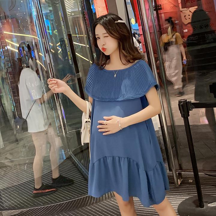 [HCM]Đầm bầu voan phối cổ xếp ly