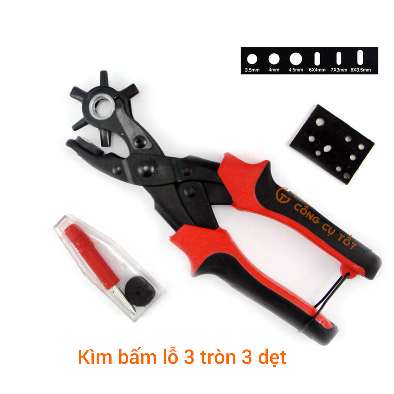 Kìm bấm lỗ thắt lưng, lỗ da 3 tròn 3 dẹt