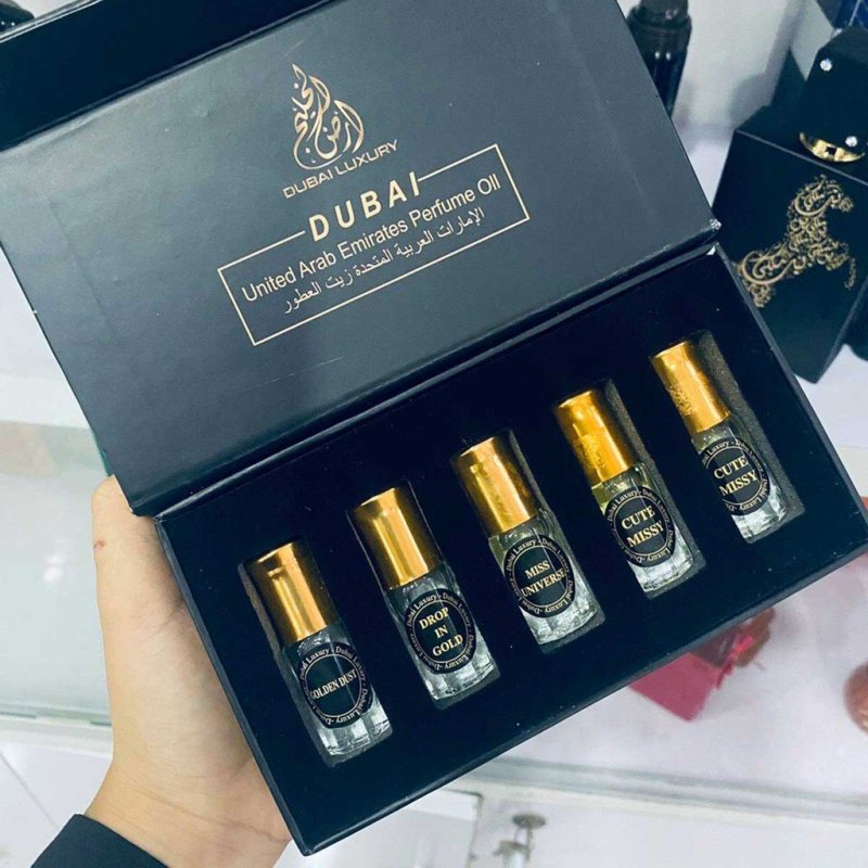 Set 5 chai tinh dầu nước hoa Dubai mini hương thơm đa dạng - MIMOSAA