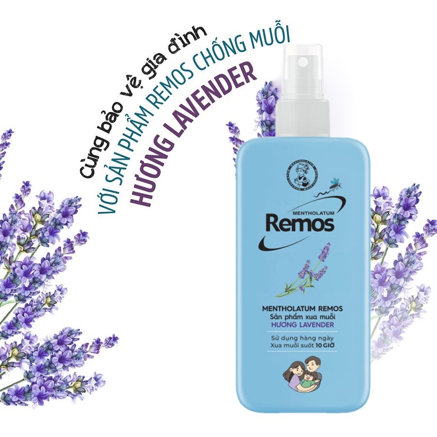 Xịt Chống Muỗi Remos Lavender 150ml Bảo Vệ Suốt 10H Giữ Ẩm Da Remos Lavender Repellent Mosquito And Insect Spray150ml